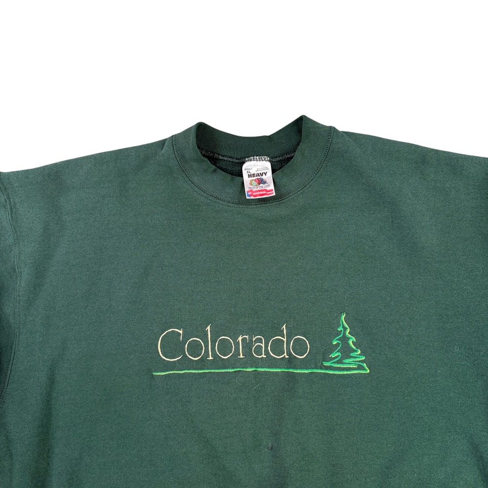Colorado Sweatshirt Mens XL Green Pine Tree Heavy Vintage Fruit of the Loom Tag